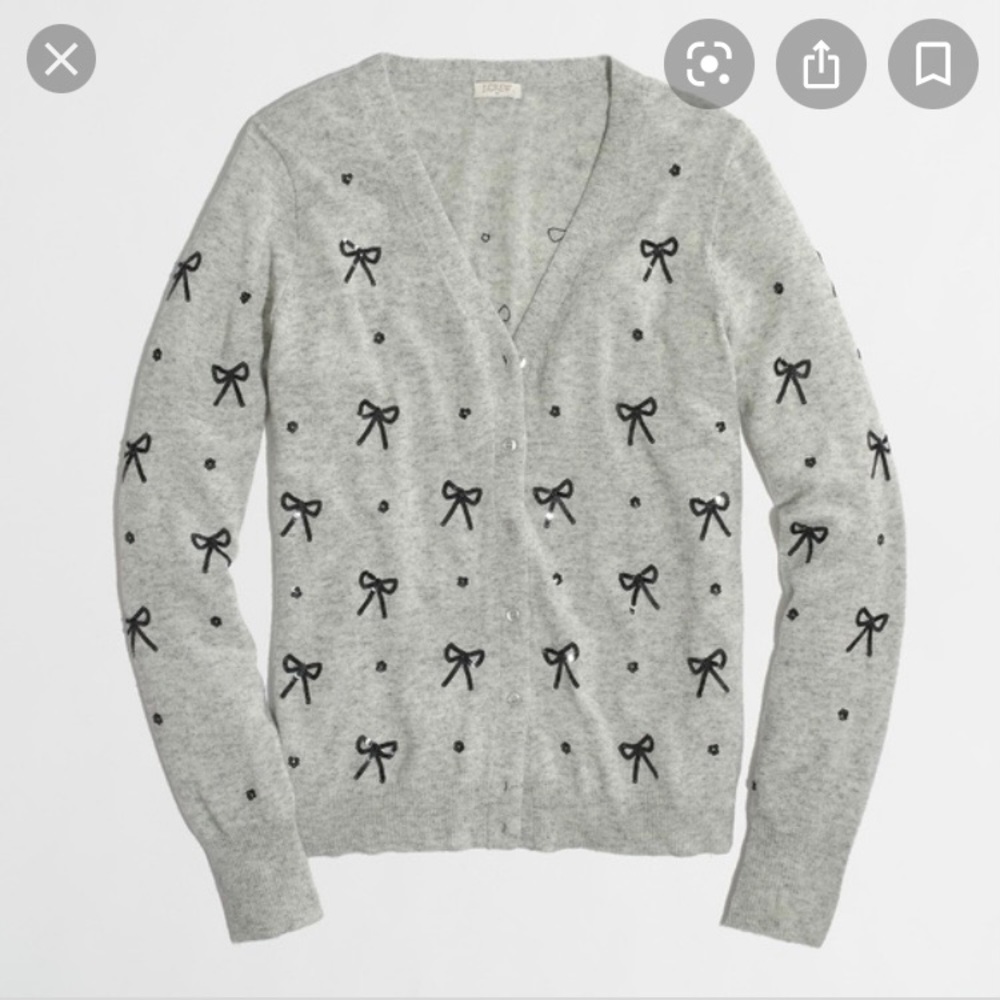 J.crew Factory Sequin Bow sweater Cardigan M